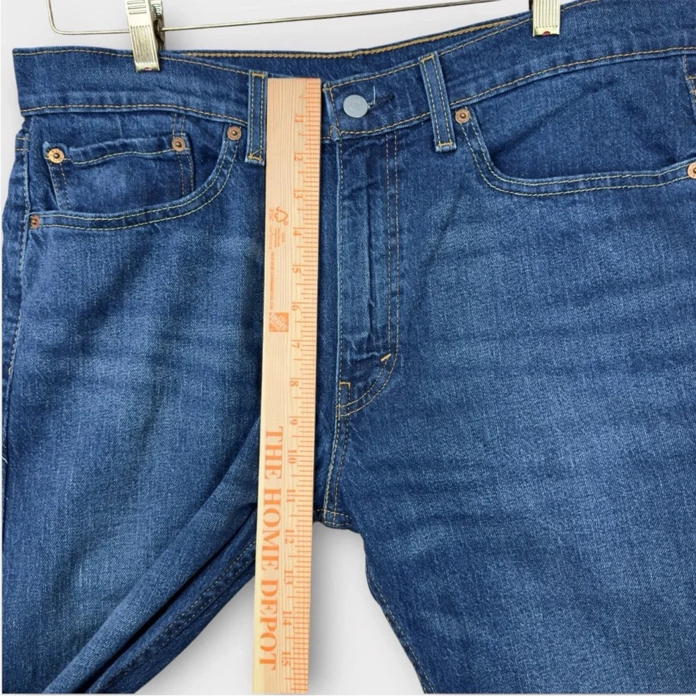 Levis 505 Straight Mid Rise Jeans Mens 34x30 Blue Medium Wash Stretch Preppy